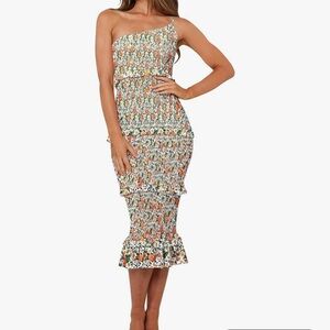 Elegant One-Shoulder Floral Dress